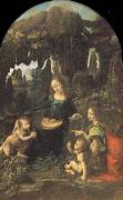 Leonardo  Da Vinci Madonna of the Rocks oil on canvas